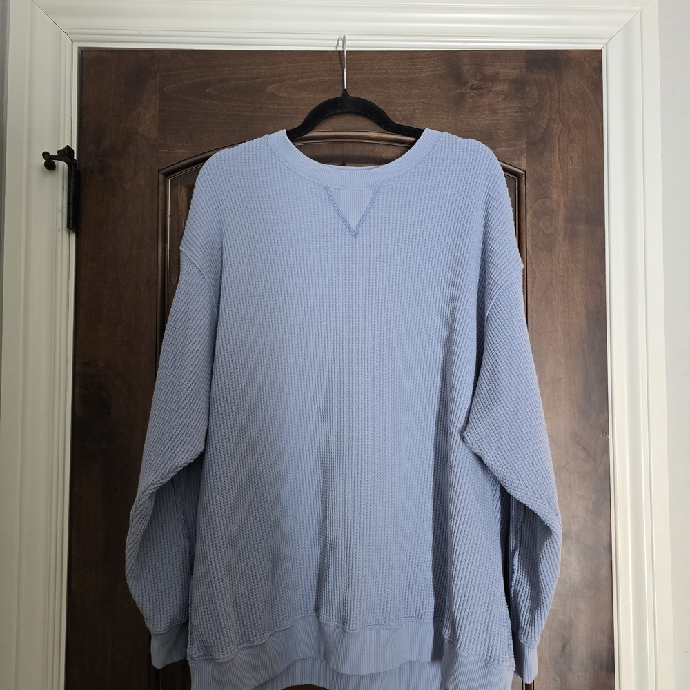 Aerie Women's Blue Waffle Knit Sweatshirt
